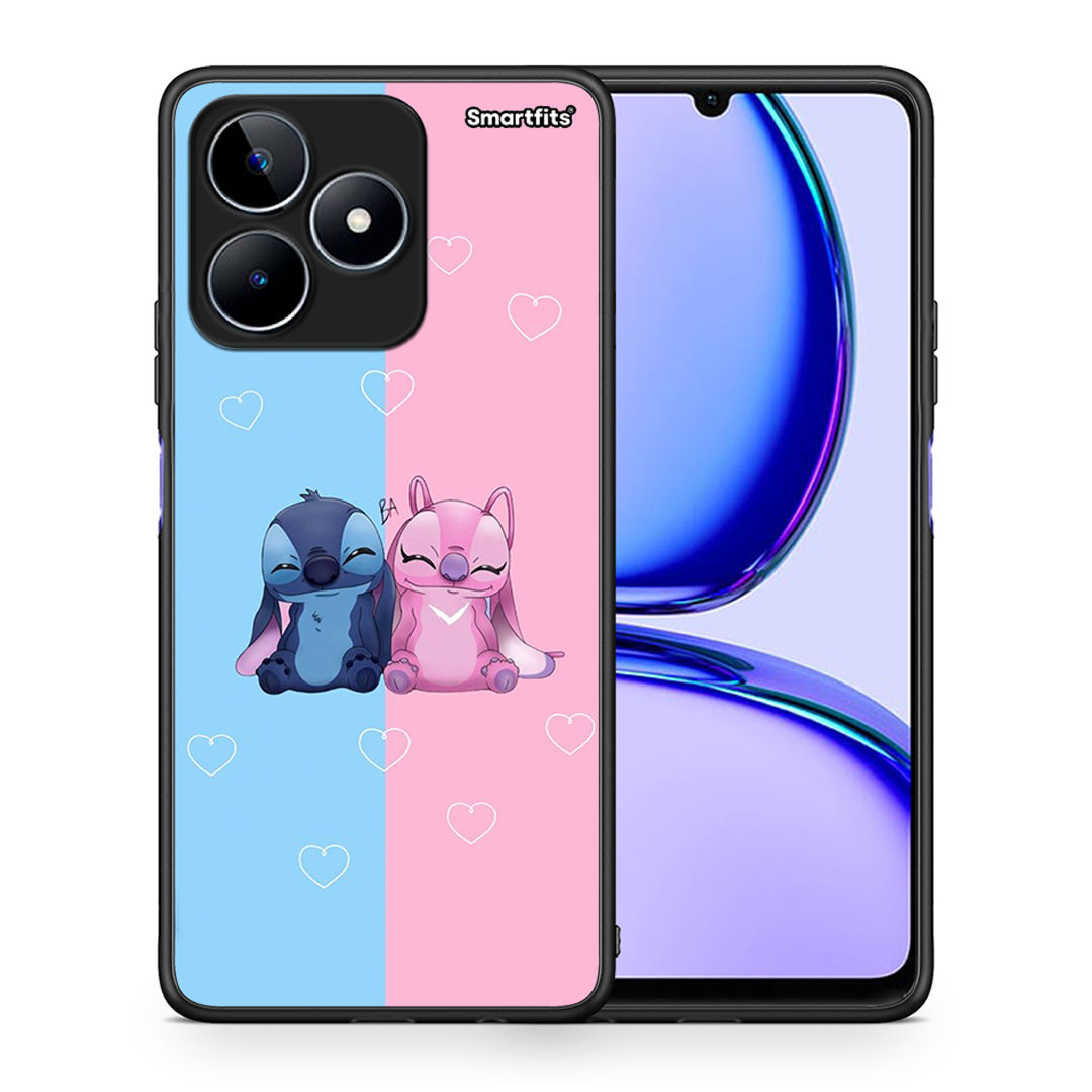 Θήκη Realme C53 Stitch And Angel από τη Smartfits με σχέδιο στο πίσω μέρος και μαύρο περίβλημα | Realme C53 Stitch And Angel case with colorful back and black bezels