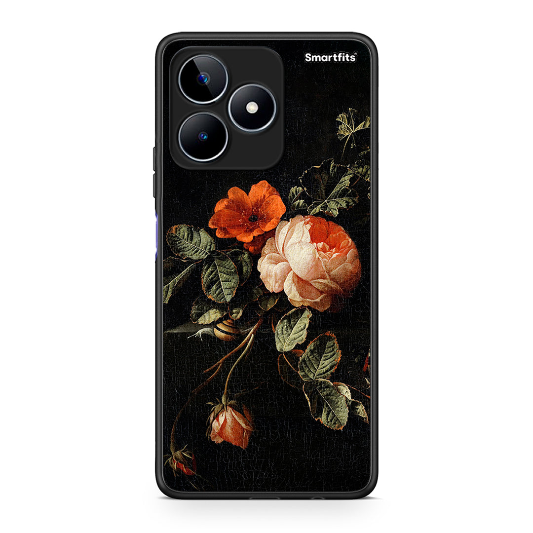 Realme C53 Vintage Roses θήκη από τη Smartfits με σχέδιο στο πίσω μέρος και μαύρο περίβλημα | Smartphone case with colorful back and black bezels by Smartfits