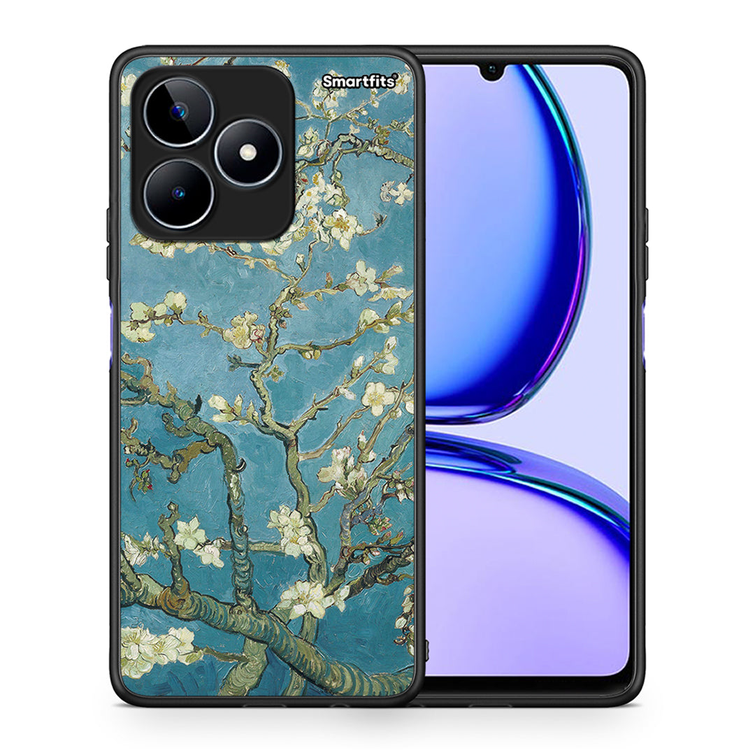 Θήκη Realme C53 White Blossoms από τη Smartfits με σχέδιο στο πίσω μέρος και μαύρο περίβλημα | Realme C53 White Blossoms case with colorful back and black bezels