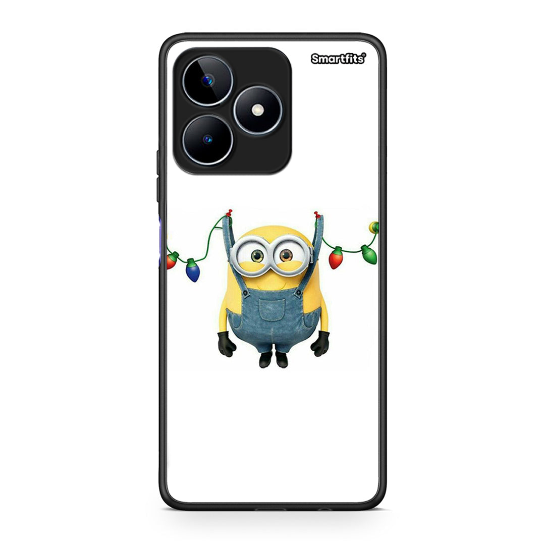 Realme C53 Xmas Minion Lights θήκη από τη Smartfits με σχέδιο στο πίσω μέρος και μαύρο περίβλημα | Smartphone case with colorful back and black bezels by Smartfits