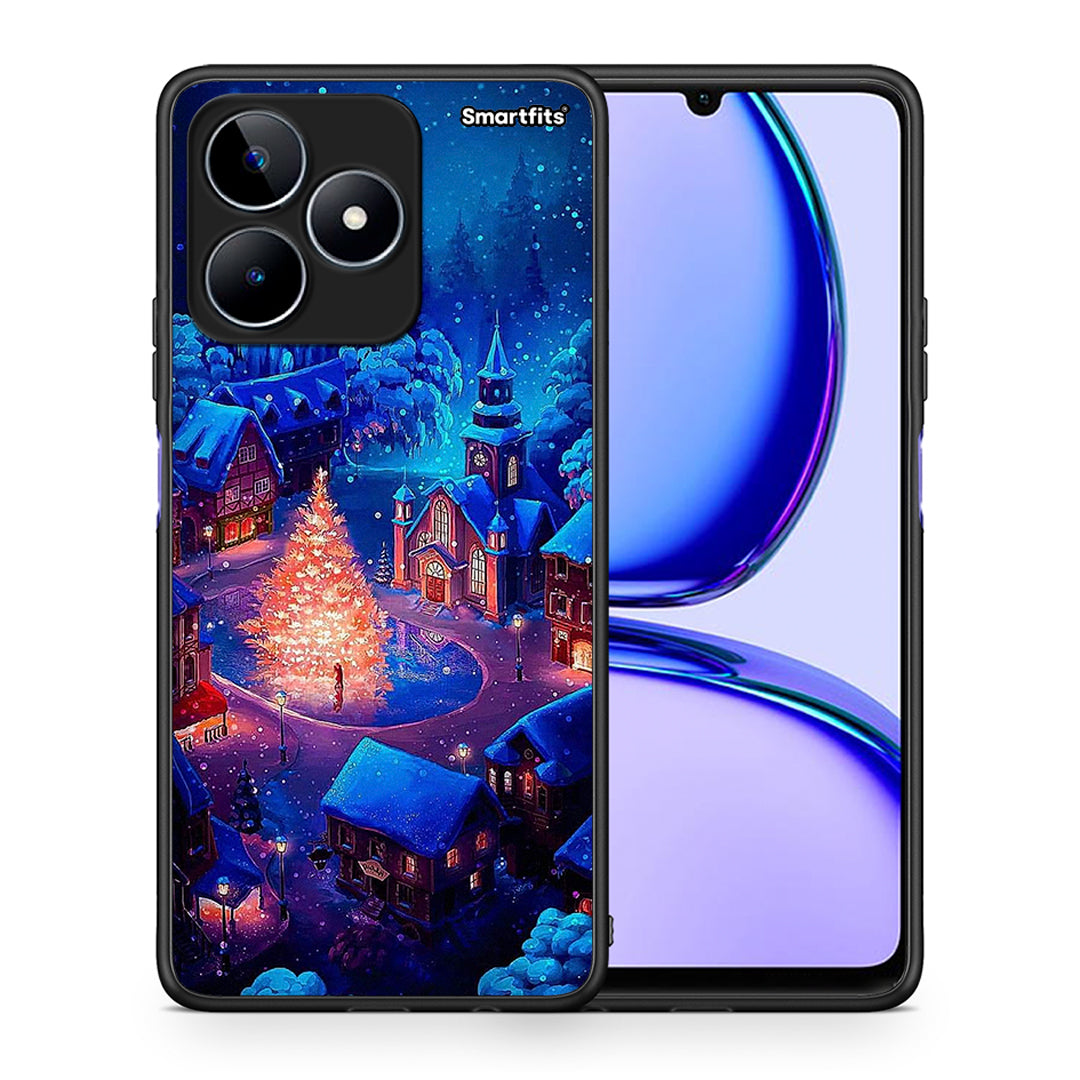 Θήκη Realme C53 Xmas Village από τη Smartfits με σχέδιο στο πίσω μέρος και μαύρο περίβλημα | Realme C53 Xmas Village case with colorful back and black bezels