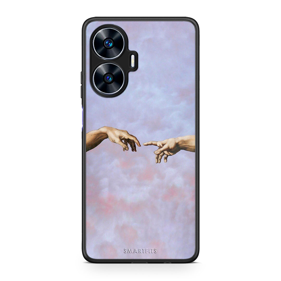 Θήκη Realme C55 Dual Adam Hand από τη Smartfits με σχέδιο στο πίσω μέρος και μαύρο περίβλημα | Realme C55 Dual Adam Hand Case with Colorful Back and Black Bezels