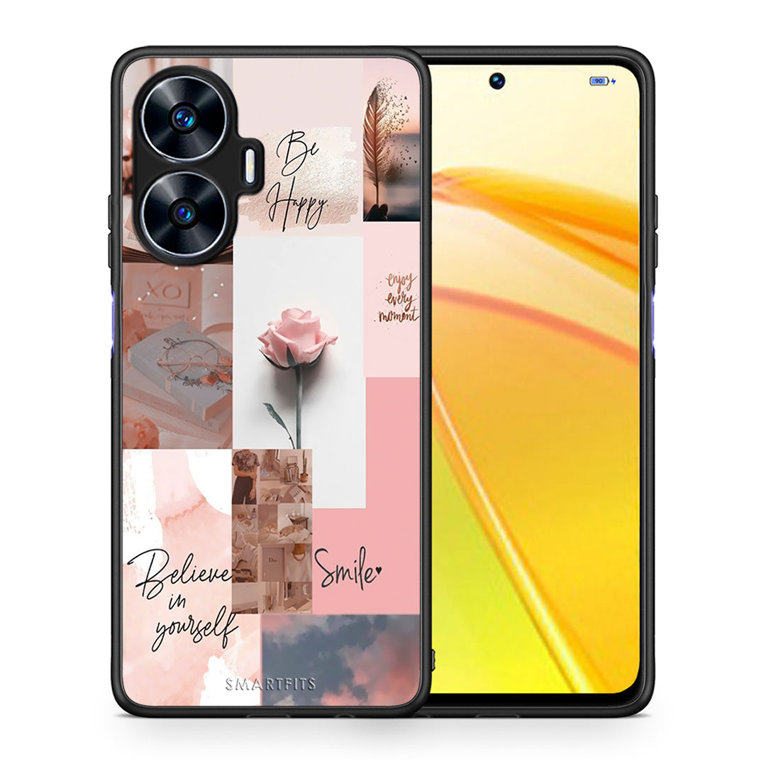 Θήκη Realme C55 Dual Aesthetic Collage από τη Smartfits με σχέδιο στο πίσω μέρος και μαύρο περίβλημα | Realme C55 Dual Aesthetic Collage Case with Colorful Back and Black Bezels