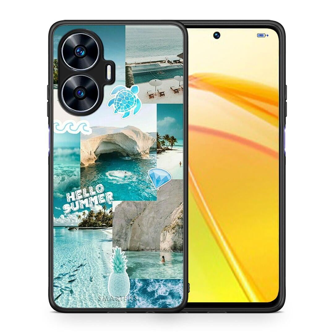 Θήκη Realme C55 Dual Aesthetic Summer από τη Smartfits με σχέδιο στο πίσω μέρος και μαύρο περίβλημα | Realme C55 Dual Aesthetic Summer Case with Colorful Back and Black Bezels