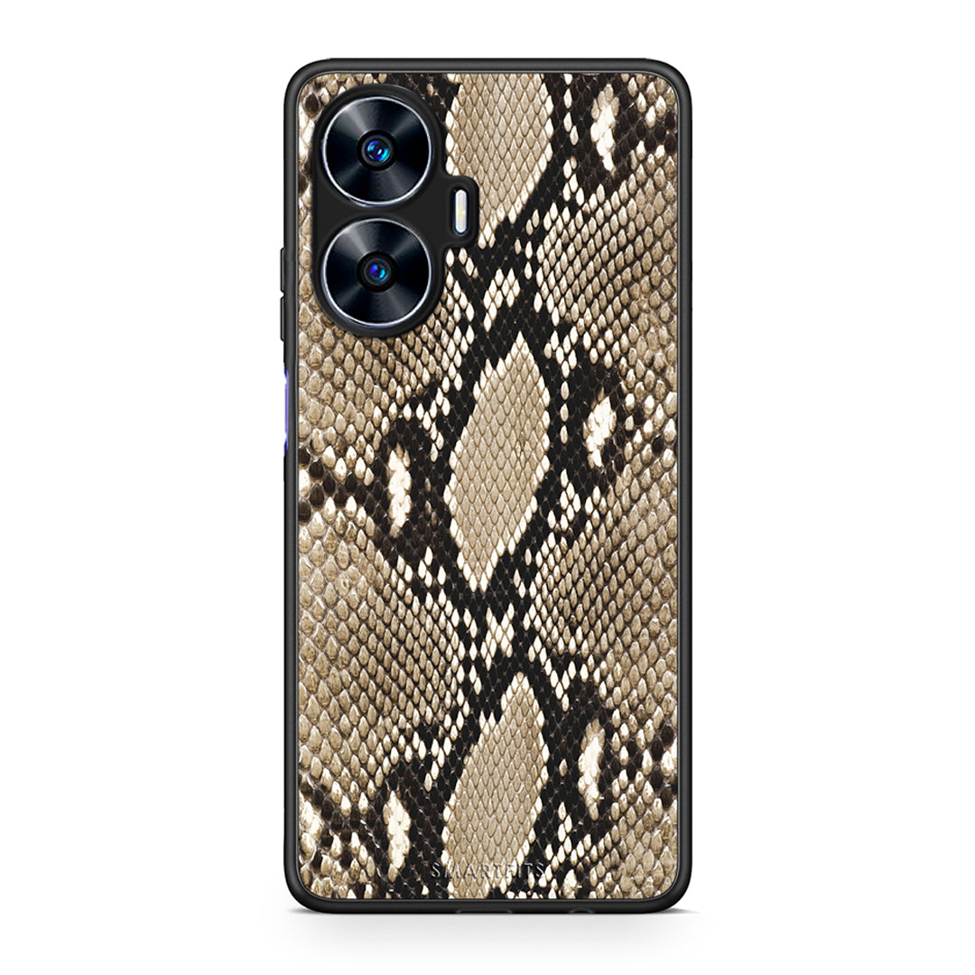 Θήκη Realme C55 Dual Animal Fashion Snake από τη Smartfits με σχέδιο στο πίσω μέρος και μαύρο περίβλημα | Realme C55 Dual Animal Fashion Snake Case with Colorful Back and Black Bezels