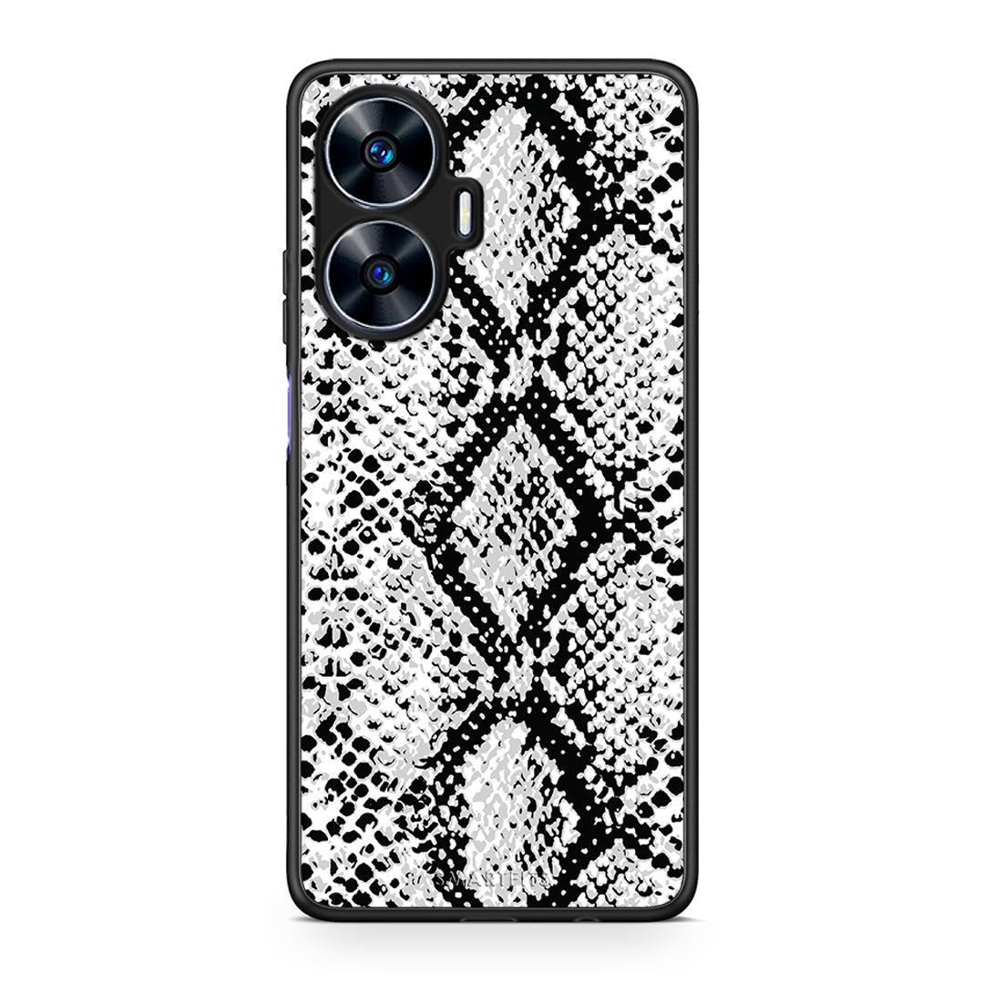 Θήκη Realme C55 Dual Animal White Snake από τη Smartfits με σχέδιο στο πίσω μέρος και μαύρο περίβλημα | Realme C55 Dual Animal White Snake Case with Colorful Back and Black Bezels