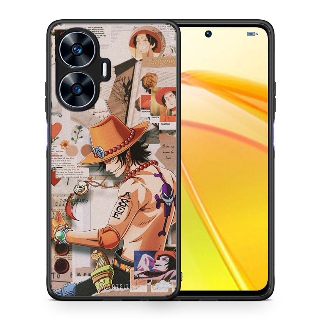 Θήκη Realme C55 Dual Anime Collage από τη Smartfits με σχέδιο στο πίσω μέρος και μαύρο περίβλημα | Realme C55 Dual Anime Collage Case with Colorful Back and Black Bezels