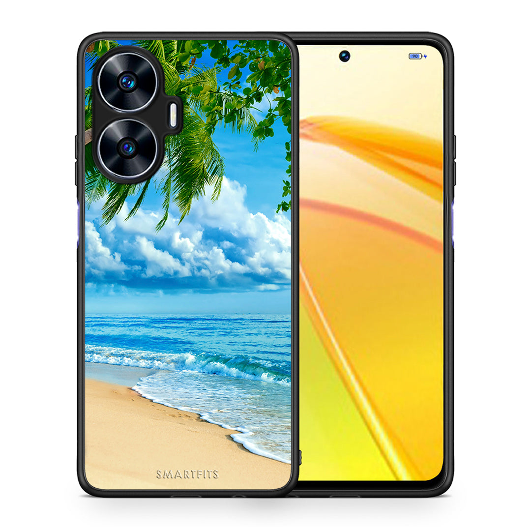 Θήκη Realme C55 Dual Beautiful Beach από τη Smartfits με σχέδιο στο πίσω μέρος και μαύρο περίβλημα | Realme C55 Dual Beautiful Beach Case with Colorful Back and Black Bezels