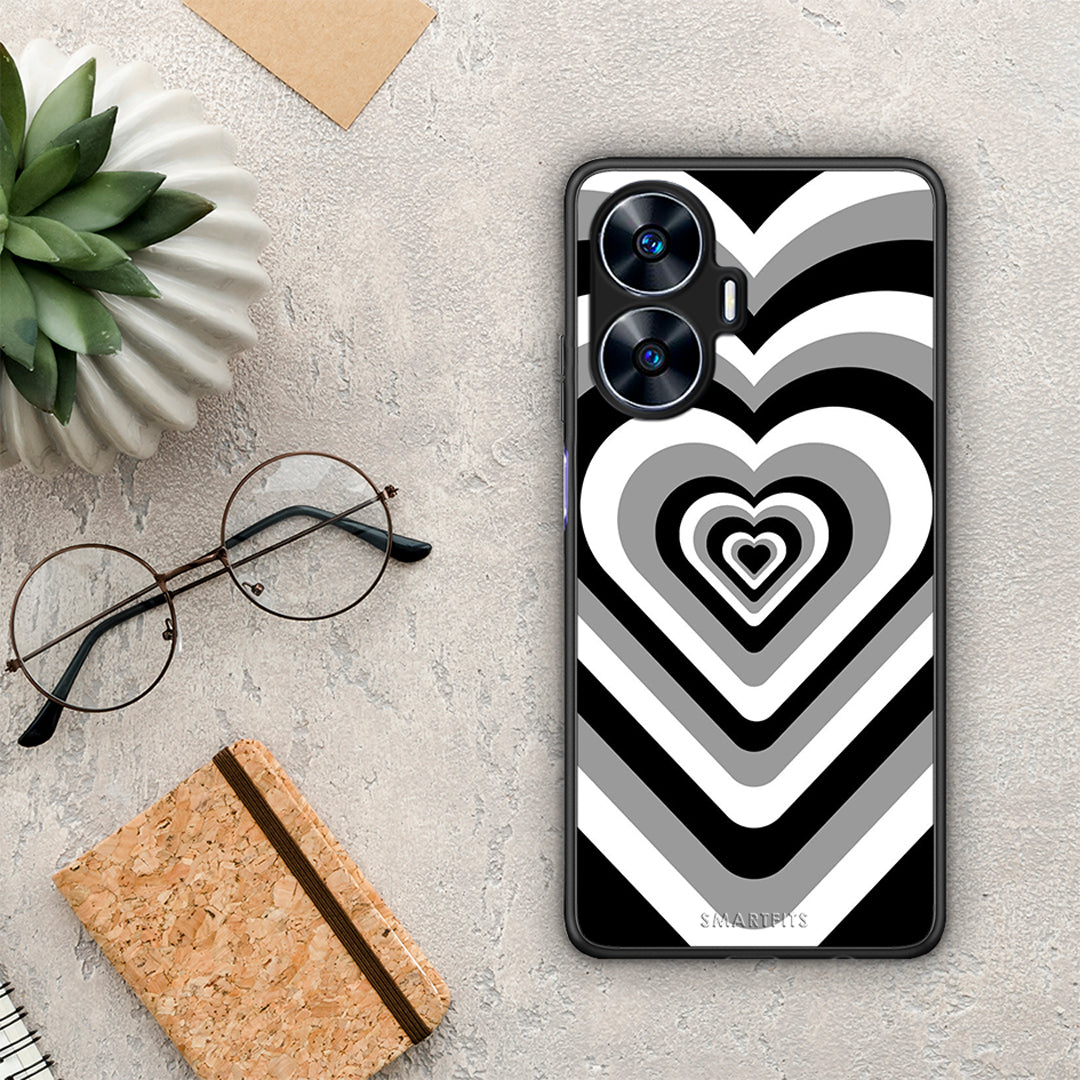 Θήκη Realme C55 Dual Black Hearts από τη Smartfits με σχέδιο στο πίσω μέρος και μαύρο περίβλημα | Realme C55 Dual Black Hearts Case with Colorful Back and Black Bezels