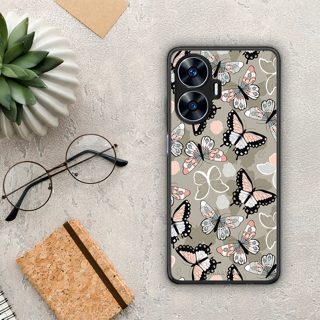 Θήκη Realme C55 Dual Boho Butterflies από τη Smartfits με σχέδιο στο πίσω μέρος και μαύρο περίβλημα | Realme C55 Dual Boho Butterflies Case with Colorful Back and Black Bezels