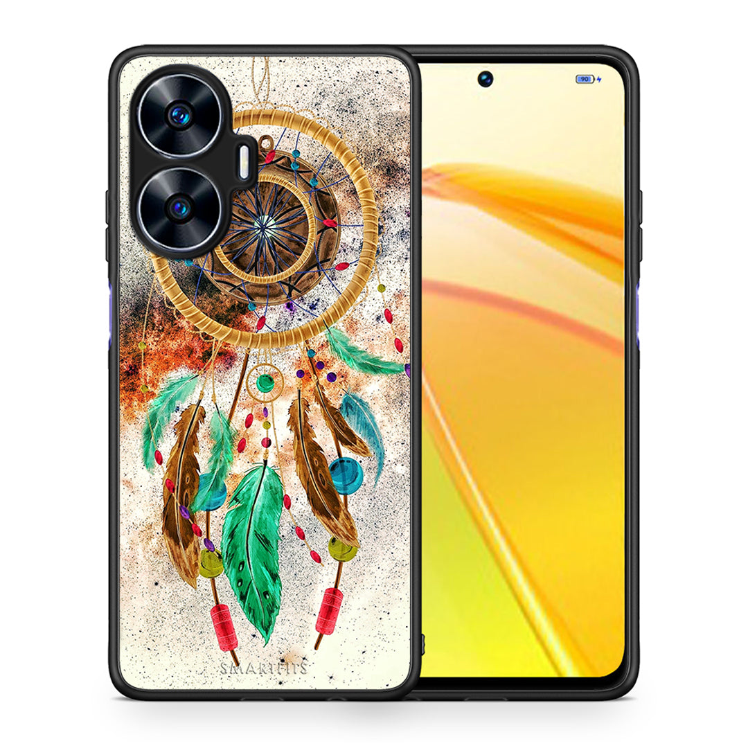 Θήκη Realme C55 Dual Boho DreamCatcher από τη Smartfits με σχέδιο στο πίσω μέρος και μαύρο περίβλημα | Realme C55 Dual Boho DreamCatcher Case with Colorful Back and Black Bezels