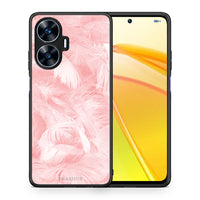 Thumbnail for Θήκη Realme C55 Dual Boho Pink Feather από τη Smartfits με σχέδιο στο πίσω μέρος και μαύρο περίβλημα | Realme C55 Dual Boho Pink Feather Case with Colorful Back and Black Bezels