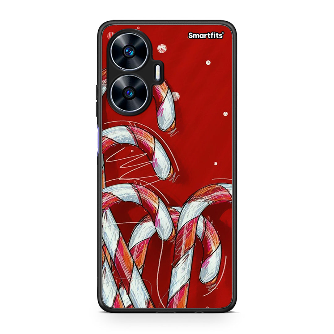 Θήκη Realme C55 Dual Candy Cane από τη Smartfits με σχέδιο στο πίσω μέρος και μαύρο περίβλημα | Realme C55 Dual Candy Cane Case with Colorful Back and Black Bezels