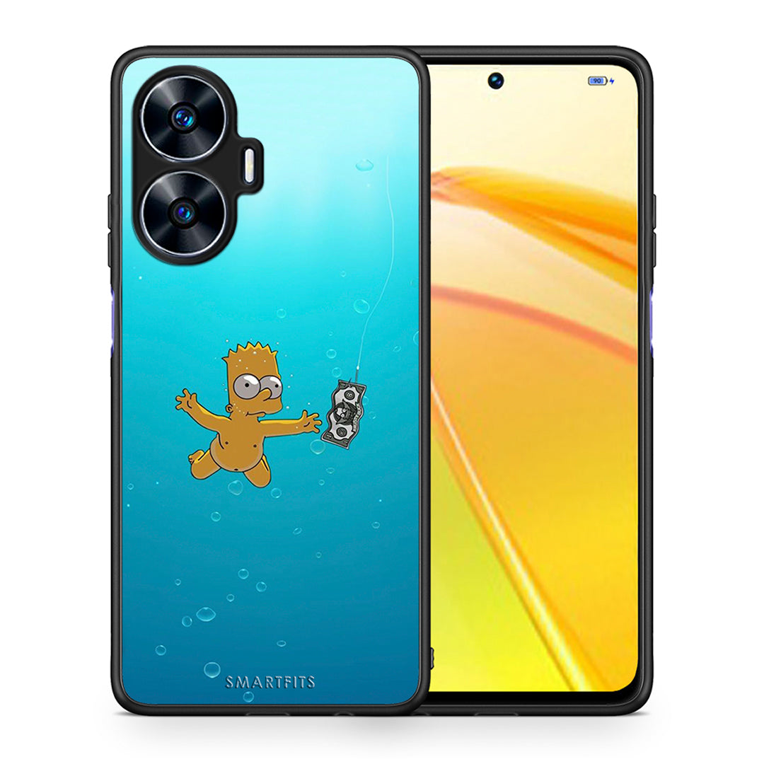 Θήκη Realme C55 Dual Chasing Money από τη Smartfits με σχέδιο στο πίσω μέρος και μαύρο περίβλημα | Realme C55 Dual Chasing Money Case with Colorful Back and Black Bezels