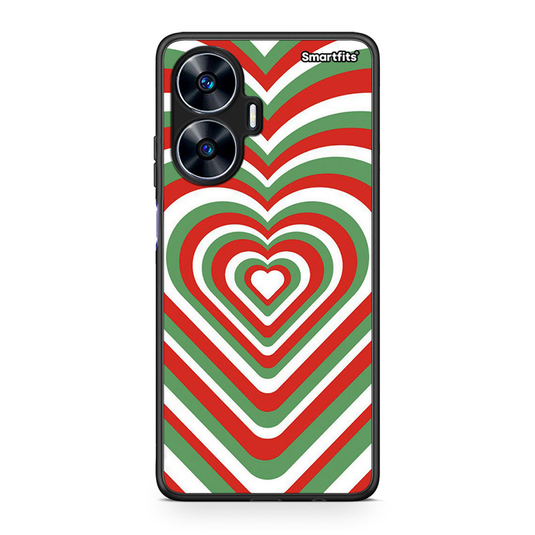 Θήκη Realme C55 Dual Christmas Hearts από τη Smartfits με σχέδιο στο πίσω μέρος και μαύρο περίβλημα | Realme C55 Dual Christmas Hearts Case with Colorful Back and Black Bezels