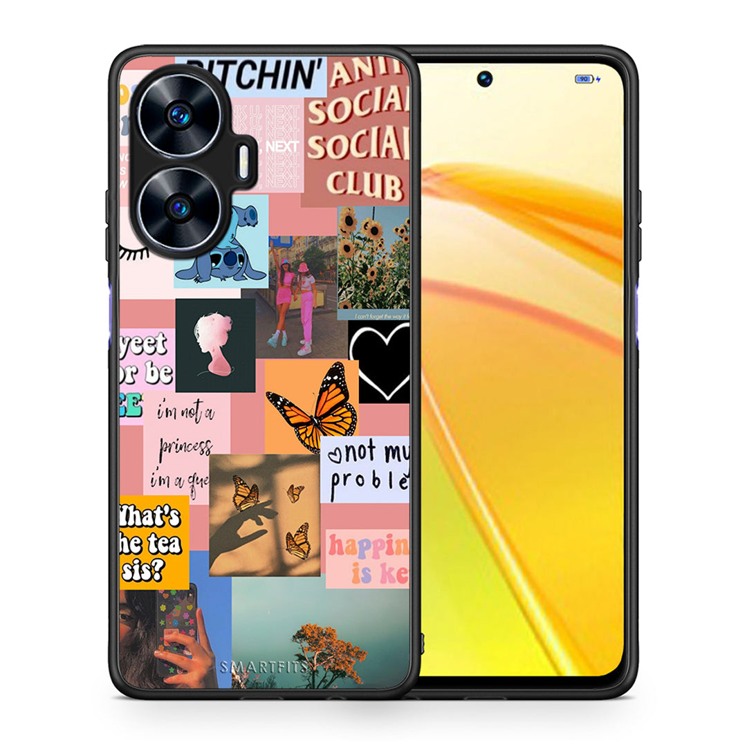 Θήκη Realme C55 Dual Collage Bitchin από τη Smartfits με σχέδιο στο πίσω μέρος και μαύρο περίβλημα | Realme C55 Dual Collage Bitchin Case with Colorful Back and Black Bezels