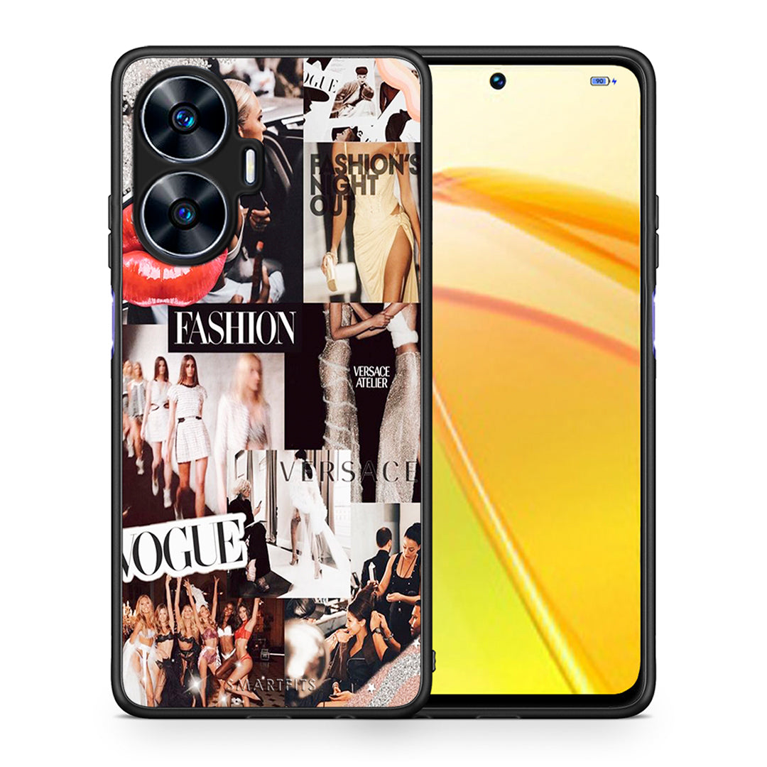 Θήκη Realme C55 Dual Collage Fashion από τη Smartfits με σχέδιο στο πίσω μέρος και μαύρο περίβλημα | Realme C55 Dual Collage Fashion Case with Colorful Back and Black Bezels