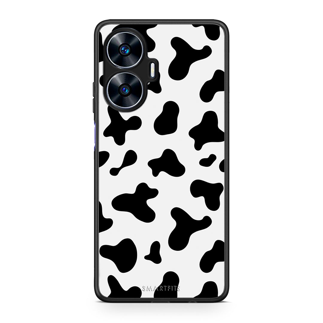 Θήκη Realme C55 Dual Cow Print από τη Smartfits με σχέδιο στο πίσω μέρος και μαύρο περίβλημα | Realme C55 Dual Cow Print Case with Colorful Back and Black Bezels