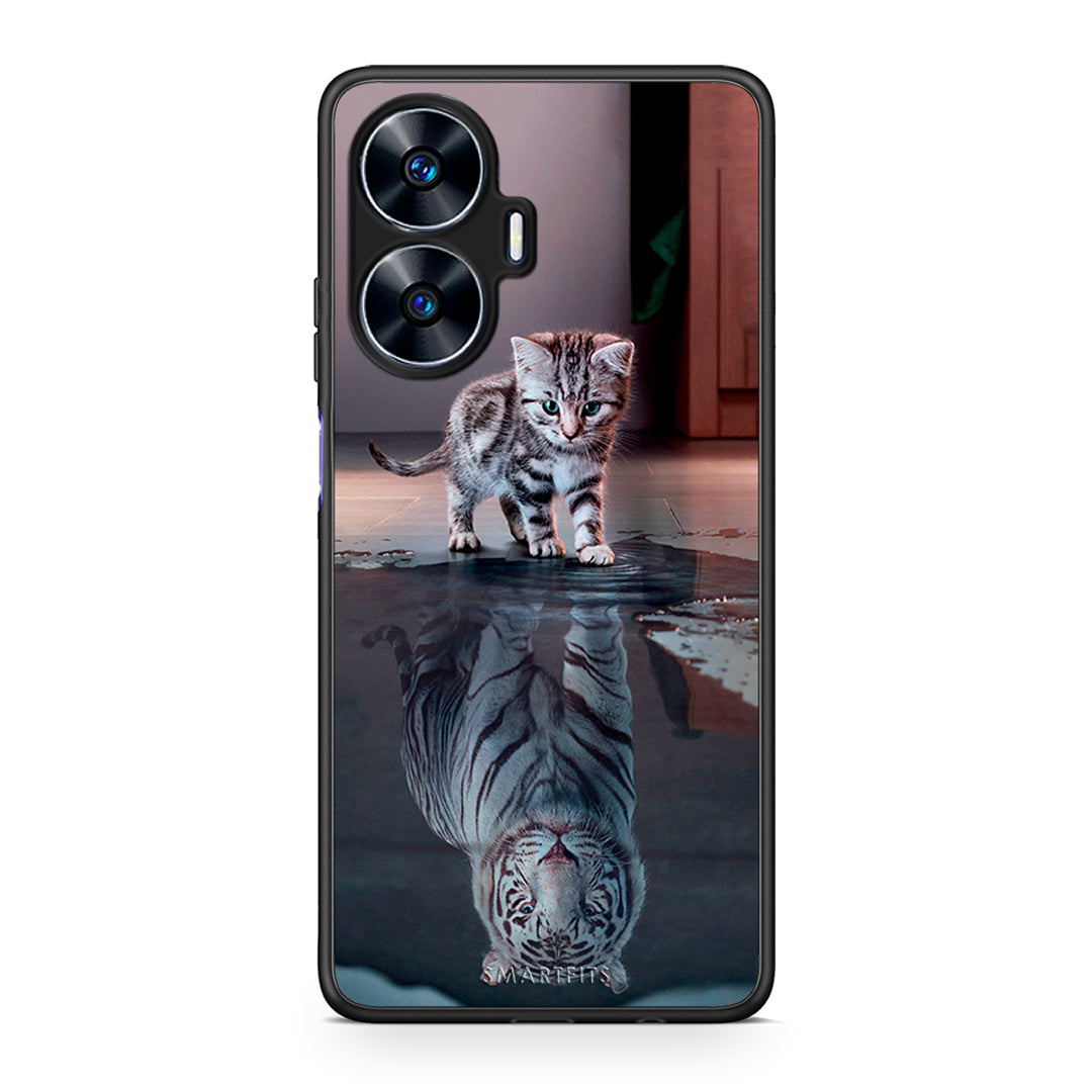 Θήκη Realme C55 Dual Cute Tiger από τη Smartfits με σχέδιο στο πίσω μέρος και μαύρο περίβλημα | Realme C55 Dual Cute Tiger Case with Colorful Back and Black Bezels