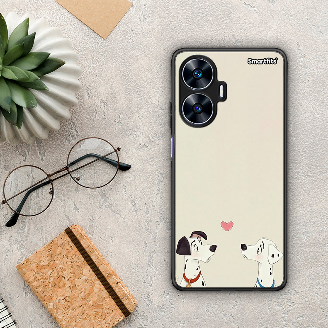 Θήκη Realme C55 Dual Dalmatians Love από τη Smartfits με σχέδιο στο πίσω μέρος και μαύρο περίβλημα | Realme C55 Dual Dalmatians Love Case with Colorful Back and Black Bezels