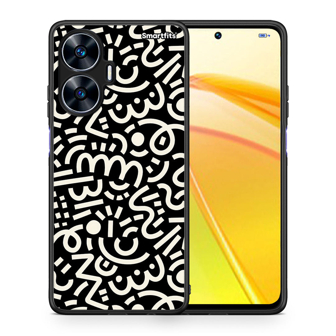 Θήκη Realme C55 Dual Doodle Art από τη Smartfits με σχέδιο στο πίσω μέρος και μαύρο περίβλημα | Realme C55 Dual Doodle Art Case with Colorful Back and Black Bezels