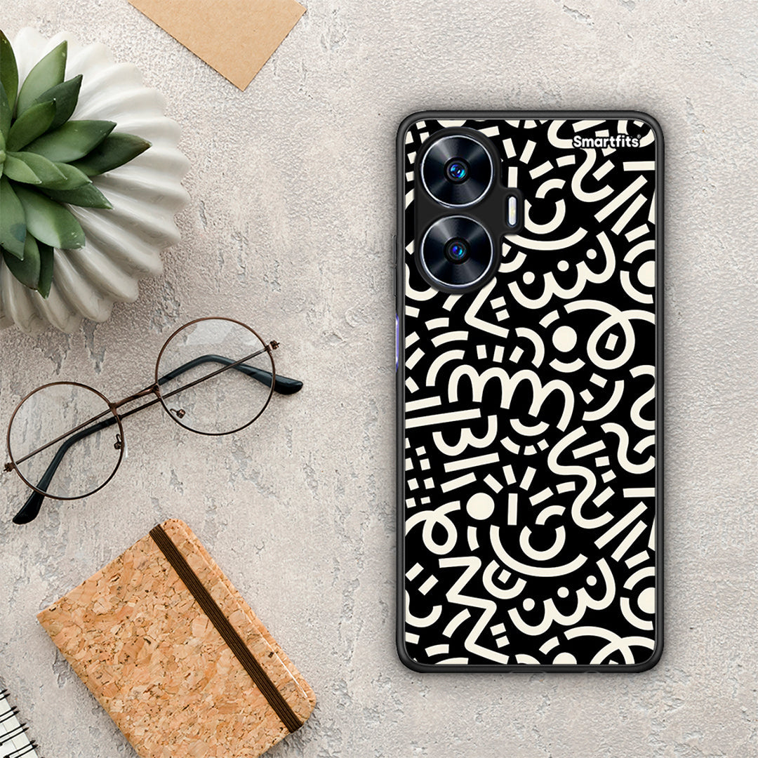 Θήκη Realme C55 Dual Doodle Art από τη Smartfits με σχέδιο στο πίσω μέρος και μαύρο περίβλημα | Realme C55 Dual Doodle Art Case with Colorful Back and Black Bezels