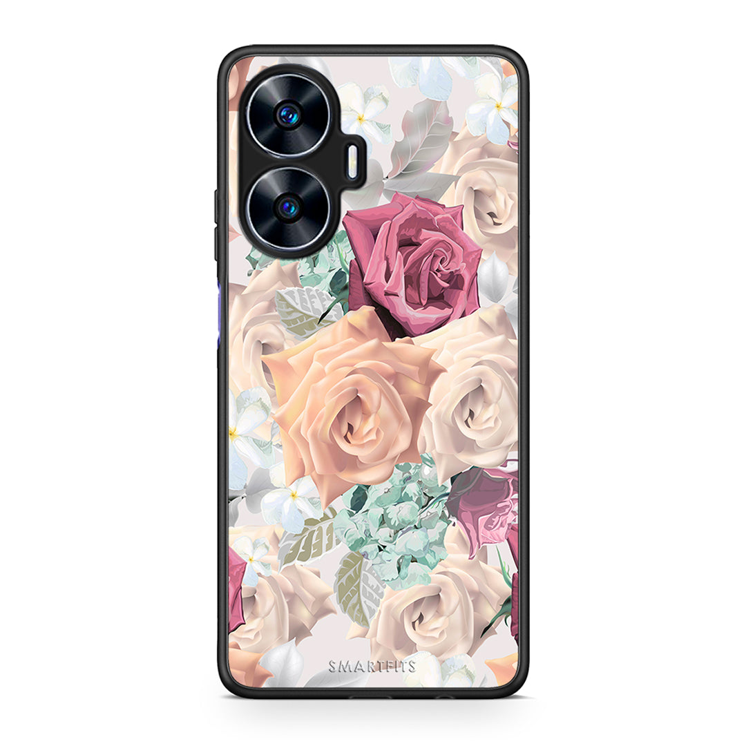 Θήκη Realme C55 Dual Floral Bouquet από τη Smartfits με σχέδιο στο πίσω μέρος και μαύρο περίβλημα | Realme C55 Dual Floral Bouquet Case with Colorful Back and Black Bezels