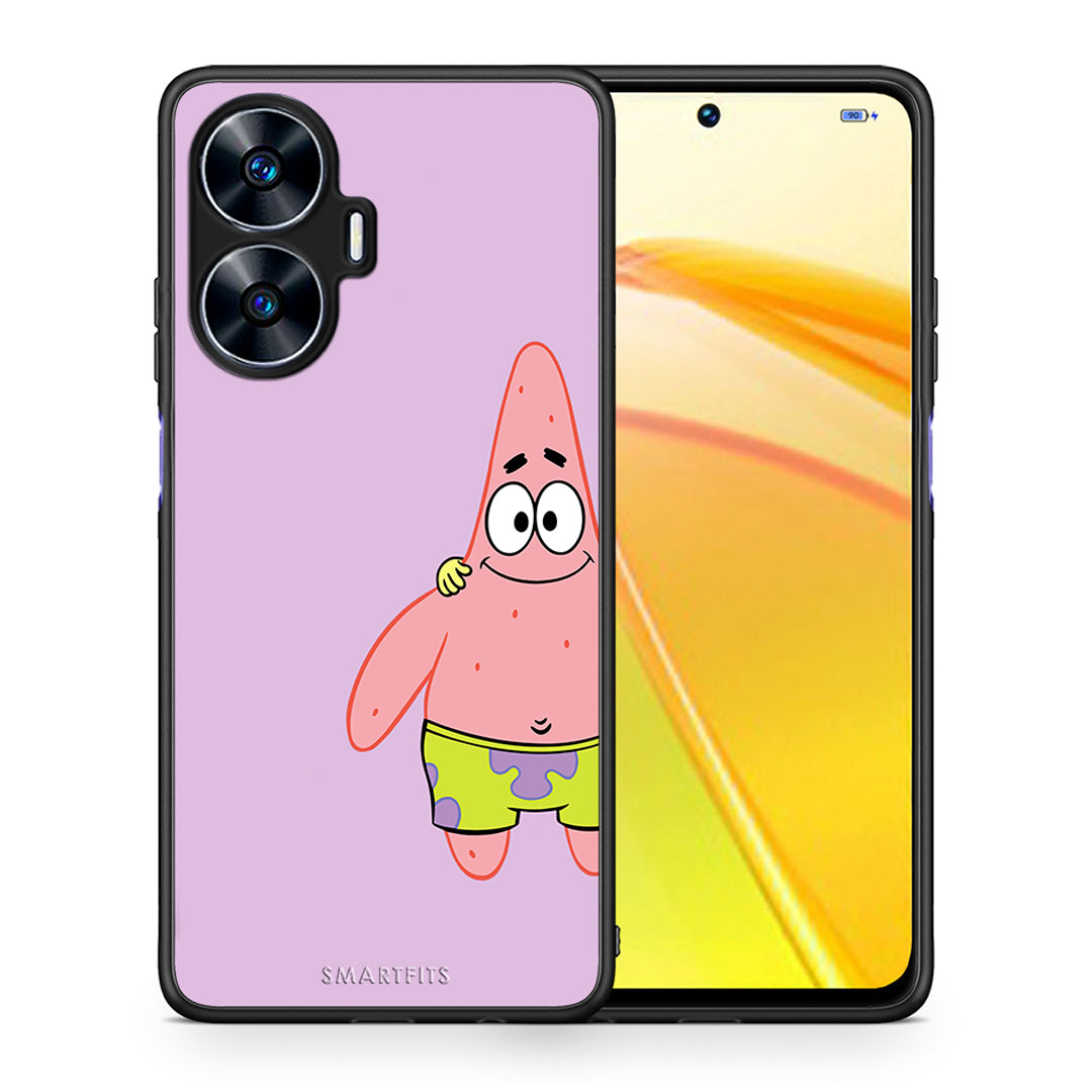 Θήκη Realme C55 Dual Friends Patrick από τη Smartfits με σχέδιο στο πίσω μέρος και μαύρο περίβλημα | Realme C55 Dual Friends Patrick Case with Colorful Back and Black Bezels