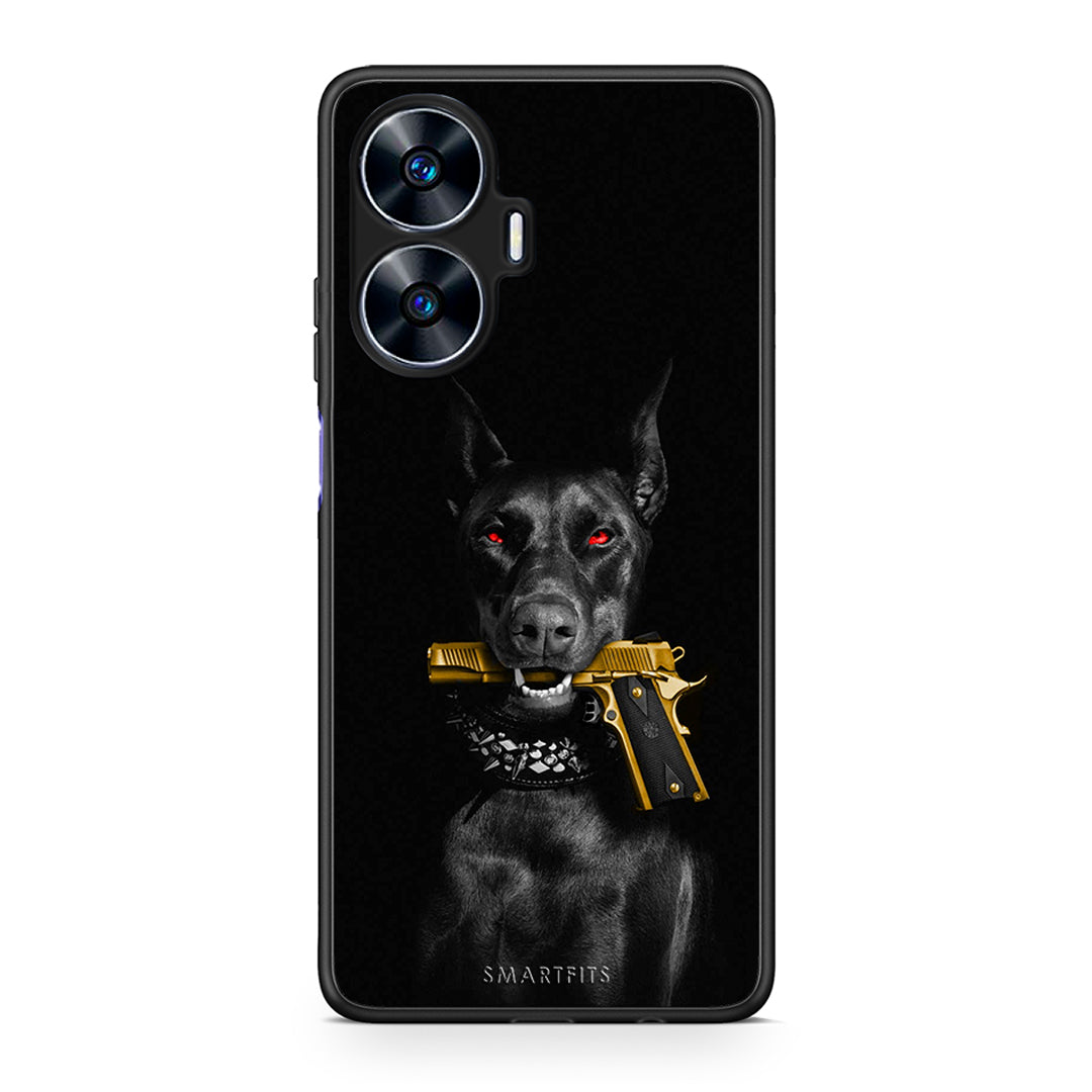 Θήκη Realme C55 Dual Golden Gun από τη Smartfits με σχέδιο στο πίσω μέρος και μαύρο περίβλημα | Realme C55 Dual Golden Gun Case with Colorful Back and Black Bezels