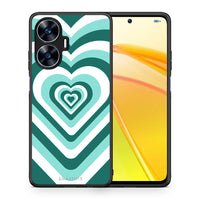 Thumbnail for Θήκη Realme C55 Dual Green Hearts από τη Smartfits με σχέδιο στο πίσω μέρος και μαύρο περίβλημα | Realme C55 Dual Green Hearts Case with Colorful Back and Black Bezels