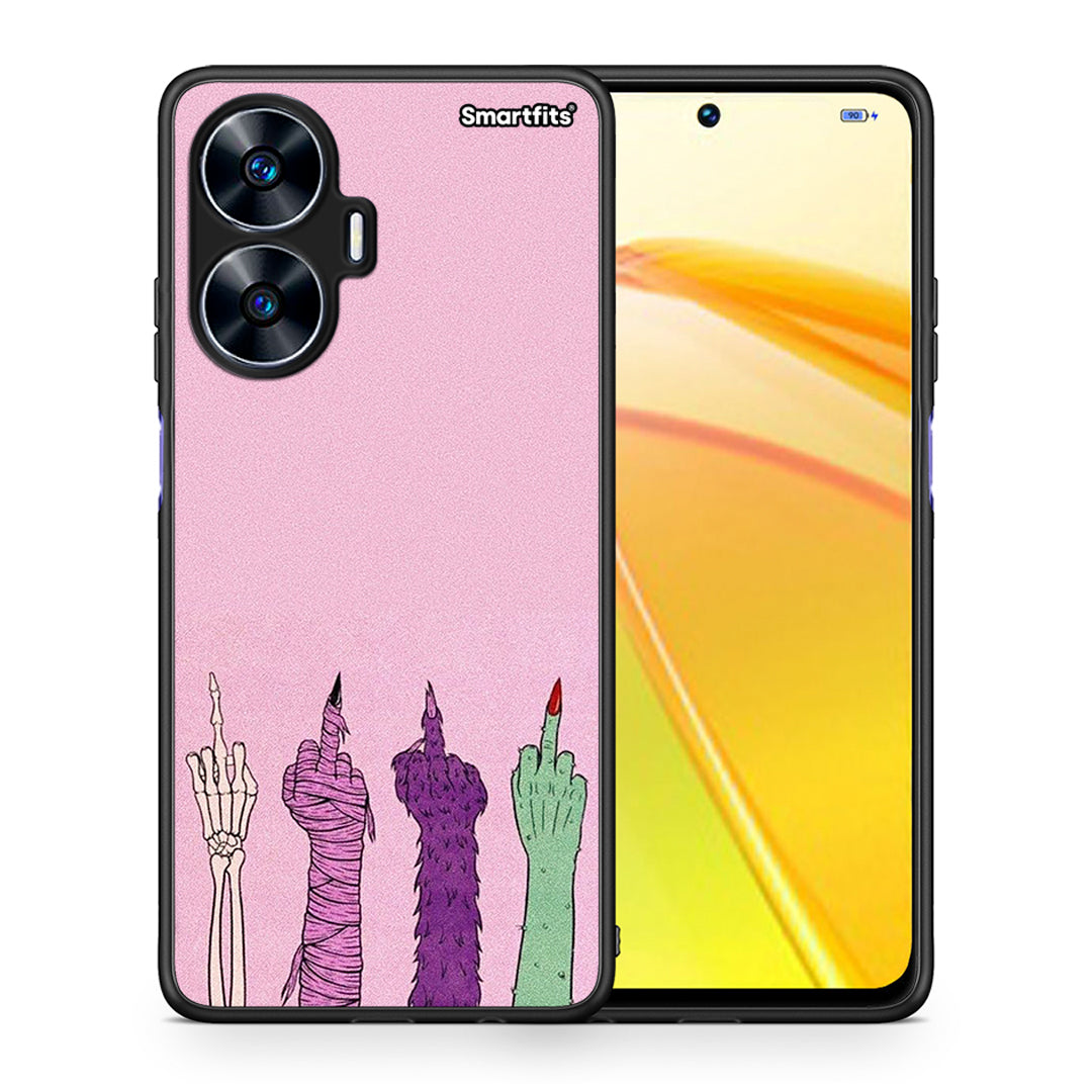 Θήκη Realme C55 Dual Halloween Be A Lady από τη Smartfits με σχέδιο στο πίσω μέρος και μαύρο περίβλημα | Realme C55 Dual Halloween Be A Lady Case with Colorful Back and Black Bezels