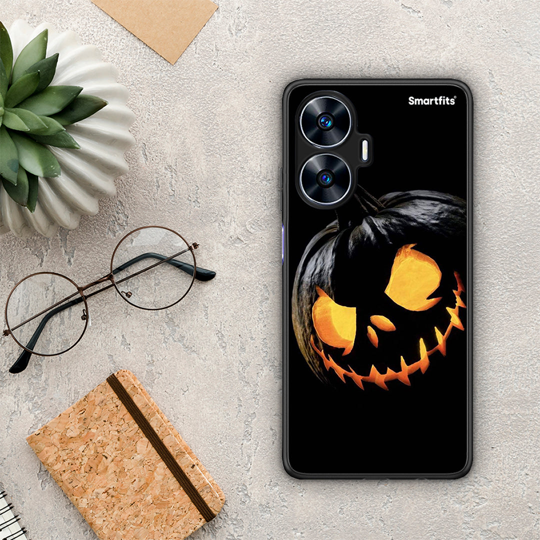 Θήκη Realme C55 Dual Halloween Scary Pumpkin από τη Smartfits με σχέδιο στο πίσω μέρος και μαύρο περίβλημα | Realme C55 Dual Halloween Scary Pumpkin Case with Colorful Back and Black Bezels