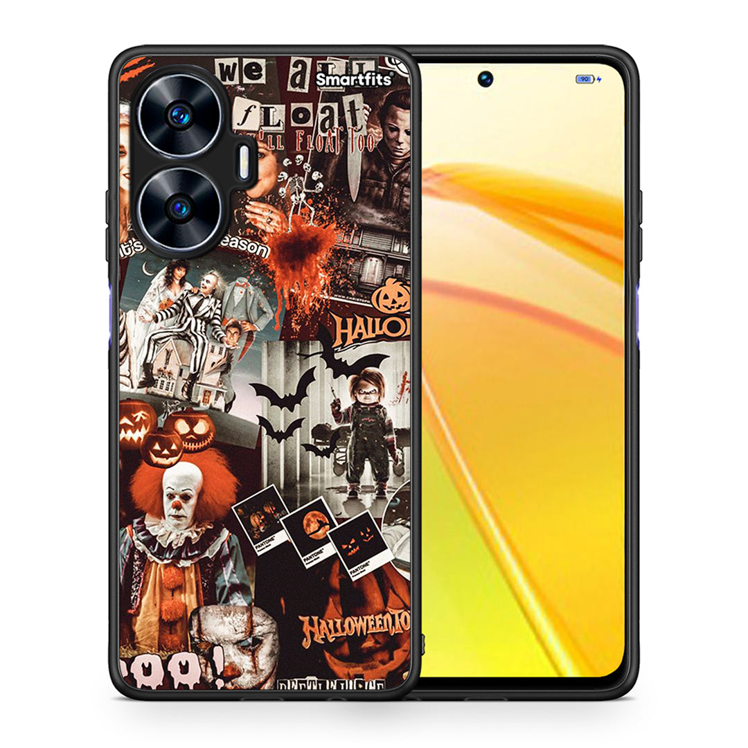 Θήκη Realme C55 Dual Halloween Spooky Season από τη Smartfits με σχέδιο στο πίσω μέρος και μαύρο περίβλημα | Realme C55 Dual Halloween Spooky Season Case with Colorful Back and Black Bezels