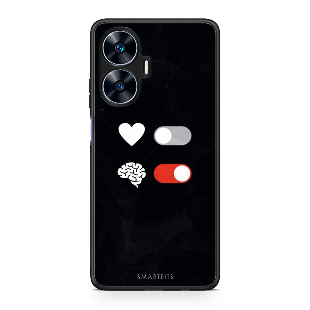 Θήκη Realme C55 Dual Heart Vs Brain από τη Smartfits με σχέδιο στο πίσω μέρος και μαύρο περίβλημα | Realme C55 Dual Heart Vs Brain Case with Colorful Back and Black Bezels