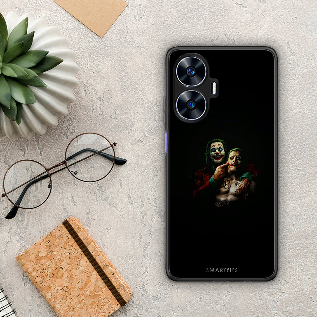 Θήκη Realme C55 Dual Hero Clown από τη Smartfits με σχέδιο στο πίσω μέρος και μαύρο περίβλημα | Realme C55 Dual Hero Clown Case with Colorful Back and Black Bezels