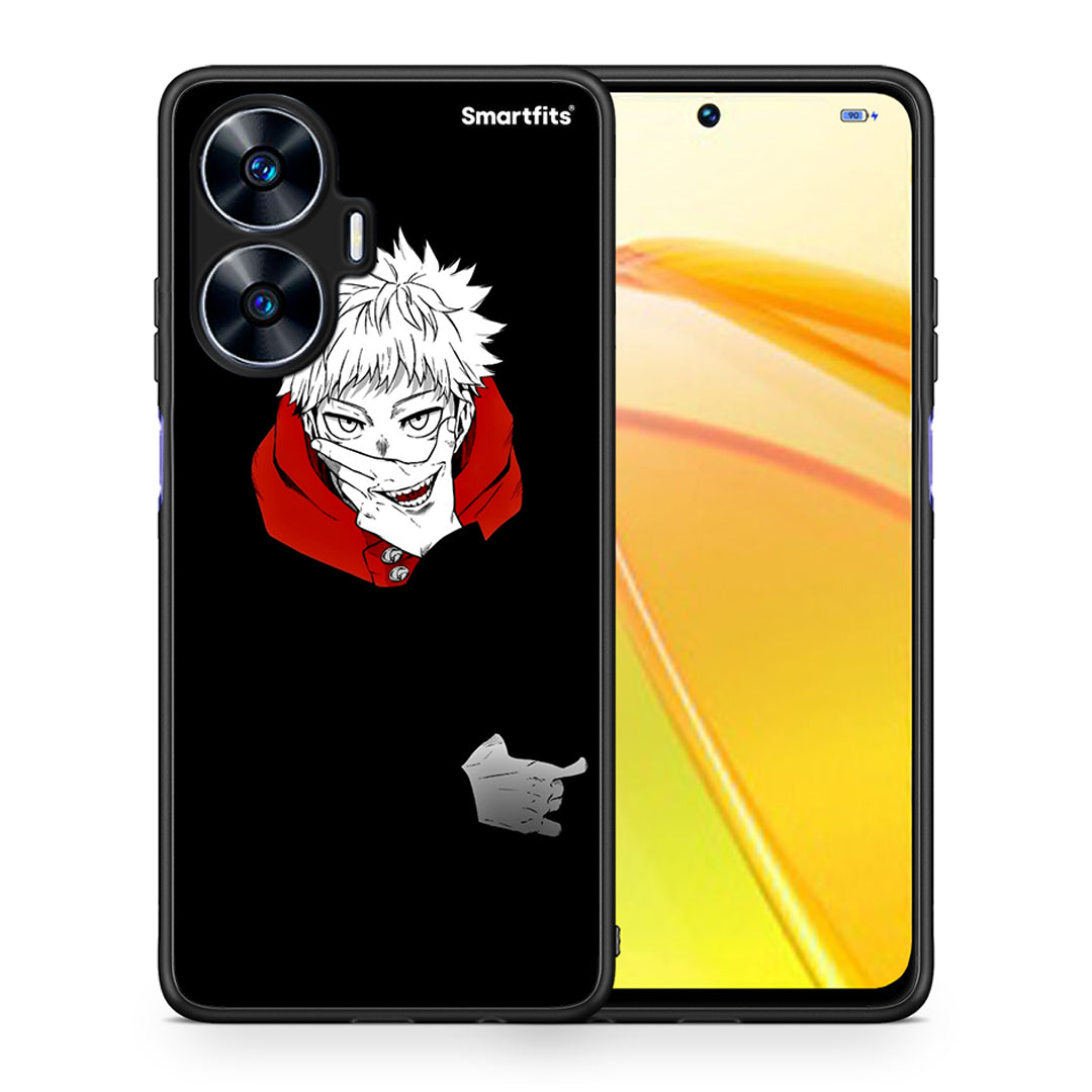 Θήκη Realme C55 Dual Itadori Anime από τη Smartfits με σχέδιο στο πίσω μέρος και μαύρο περίβλημα | Realme C55 Dual Itadori Anime Case with Colorful Back and Black Bezels