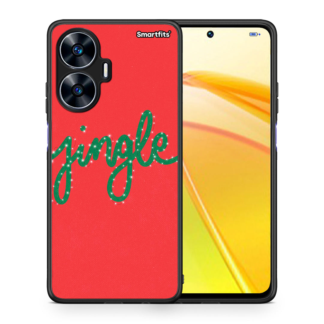 Θήκη Realme C55 Dual Jingle Xmas από τη Smartfits με σχέδιο στο πίσω μέρος και μαύρο περίβλημα | Realme C55 Dual Jingle Xmas Case with Colorful Back and Black Bezels