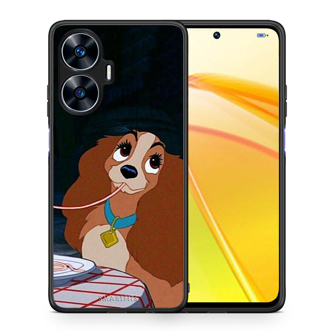 Θήκη Realme C55 Dual Lady And Tramp 2 από τη Smartfits με σχέδιο στο πίσω μέρος και μαύρο περίβλημα | Realme C55 Dual Lady And Tramp 2 Case with Colorful Back and Black Bezels