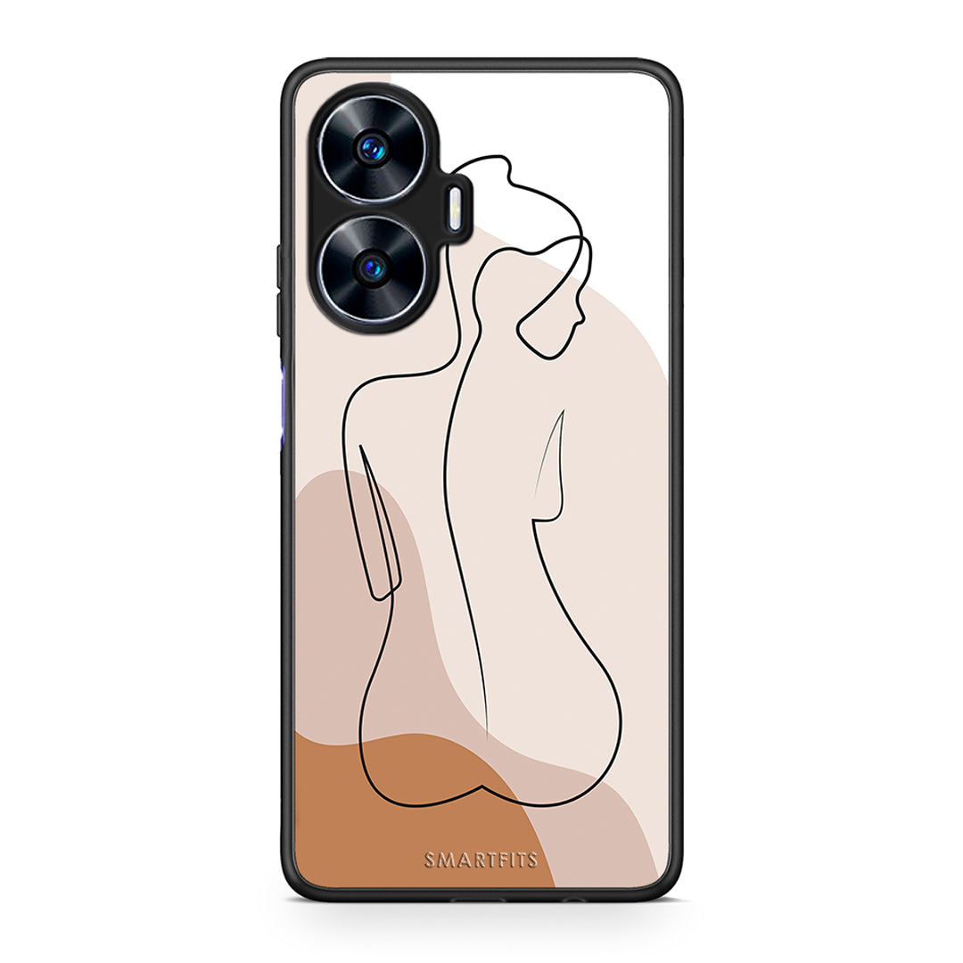 Θήκη Realme C55 Dual LineArt Woman από τη Smartfits με σχέδιο στο πίσω μέρος και μαύρο περίβλημα | Realme C55 Dual LineArt Woman Case with Colorful Back and Black Bezels