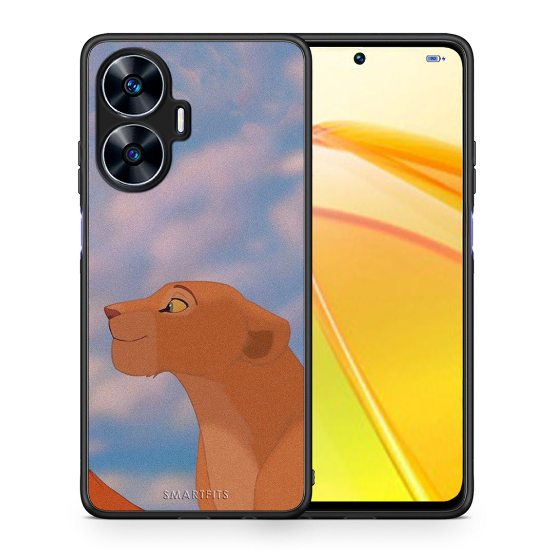 Θήκη Realme C55 Dual Lion Love 2 από τη Smartfits με σχέδιο στο πίσω μέρος και μαύρο περίβλημα | Realme C55 Dual Lion Love 2 Case with Colorful Back and Black Bezels