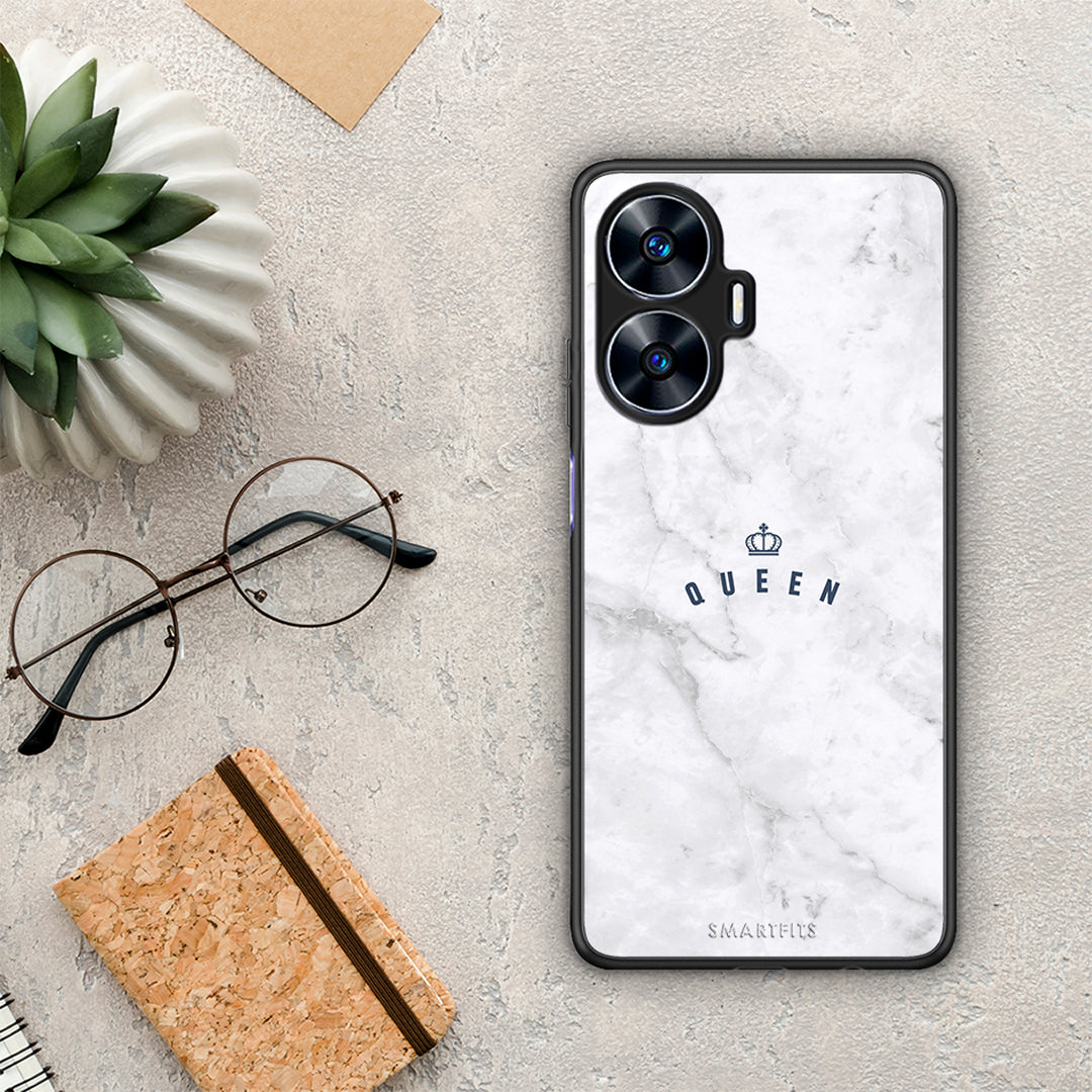 Θήκη Realme C55 Dual Marble Queen από τη Smartfits με σχέδιο στο πίσω μέρος και μαύρο περίβλημα | Realme C55 Dual Marble Queen Case with Colorful Back and Black Bezels