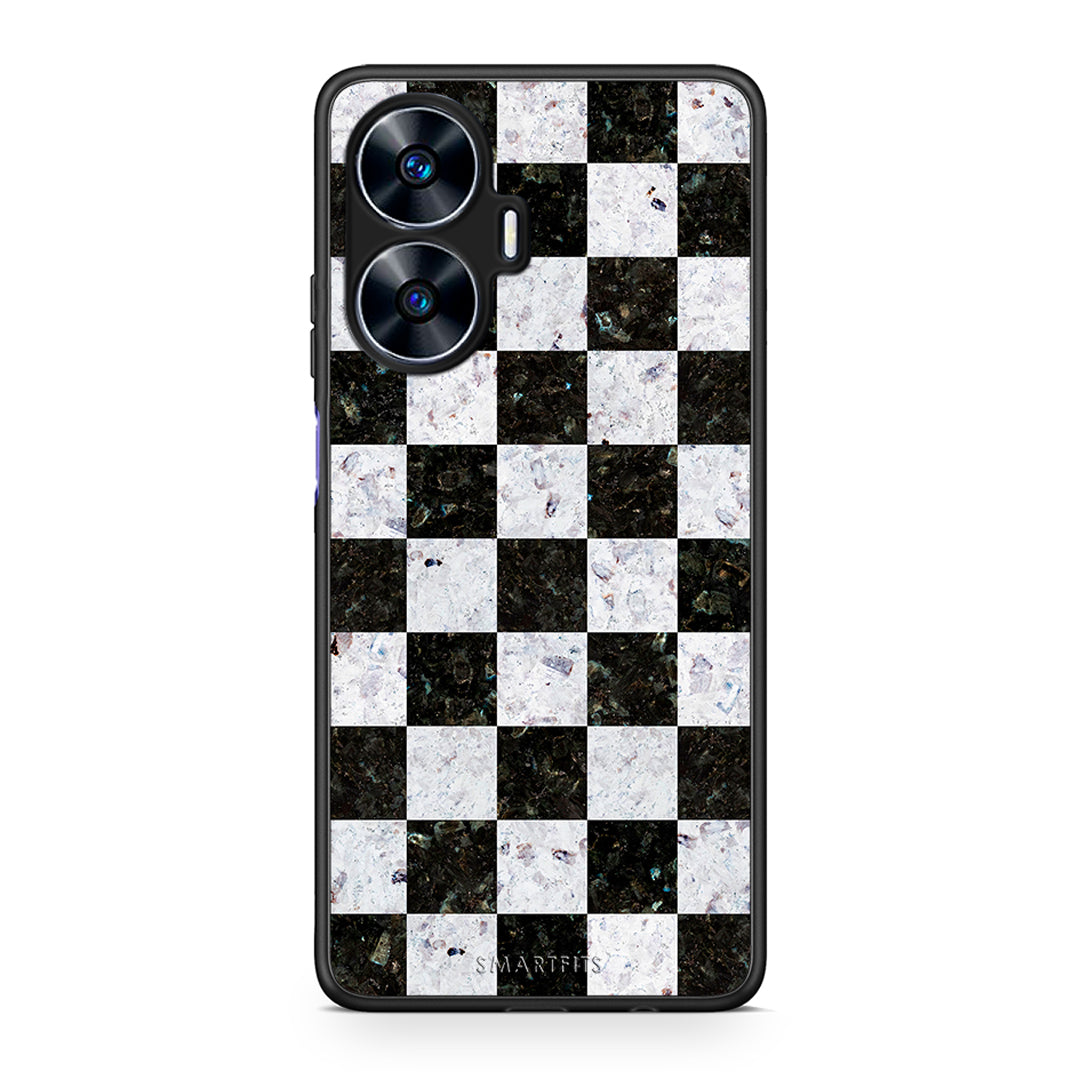 Θήκη Realme C55 Dual Marble Square Geometric από τη Smartfits με σχέδιο στο πίσω μέρος και μαύρο περίβλημα | Realme C55 Dual Marble Square Geometric Case with Colorful Back and Black Bezels