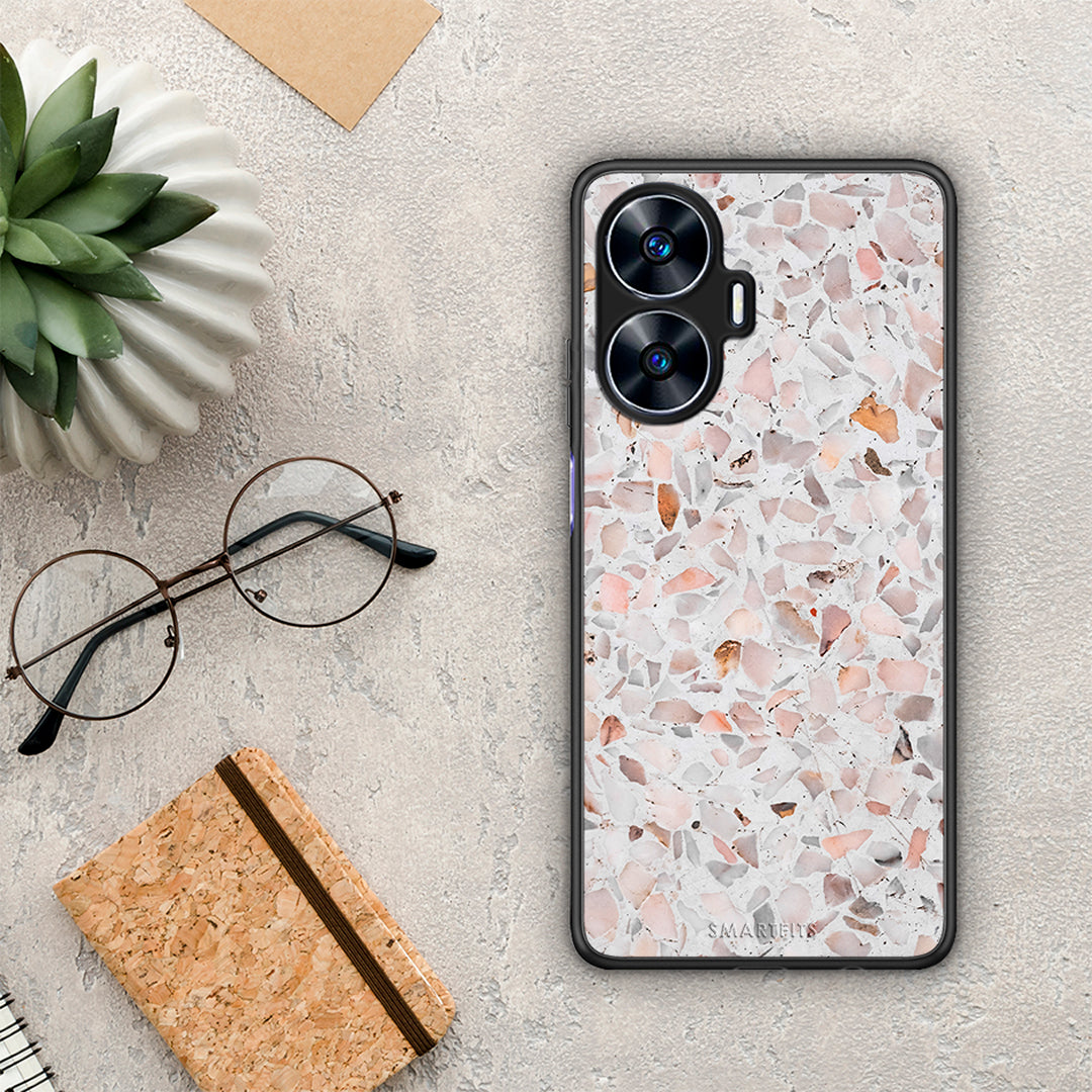 Θήκη Realme C55 Dual Marble Terrazzo από τη Smartfits με σχέδιο στο πίσω μέρος και μαύρο περίβλημα | Realme C55 Dual Marble Terrazzo Case with Colorful Back and Black Bezels