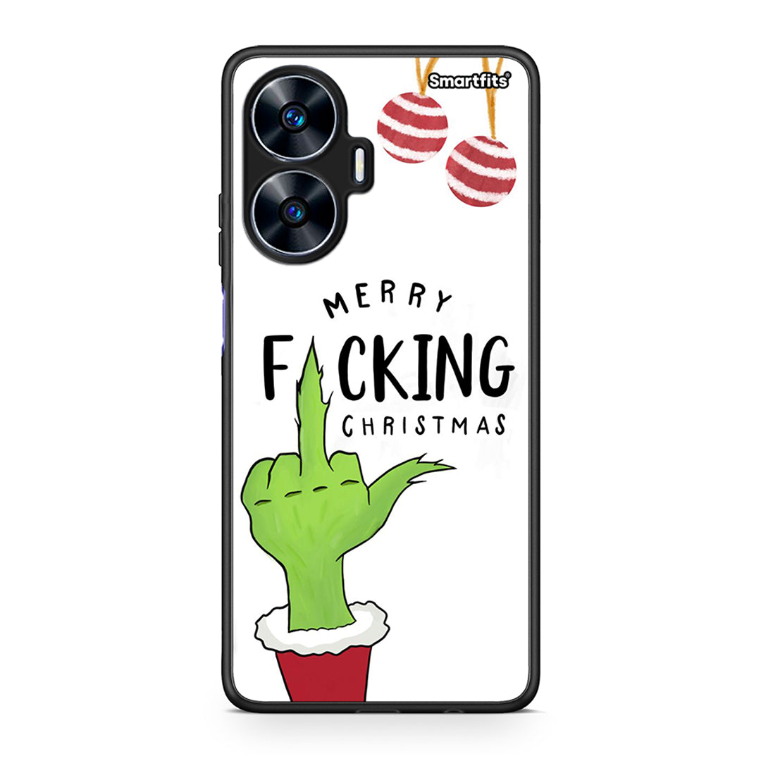 Θήκη Realme C55 Dual Merry F Xmas από τη Smartfits με σχέδιο στο πίσω μέρος και μαύρο περίβλημα | Realme C55 Dual Merry F Xmas Case with Colorful Back and Black Bezels