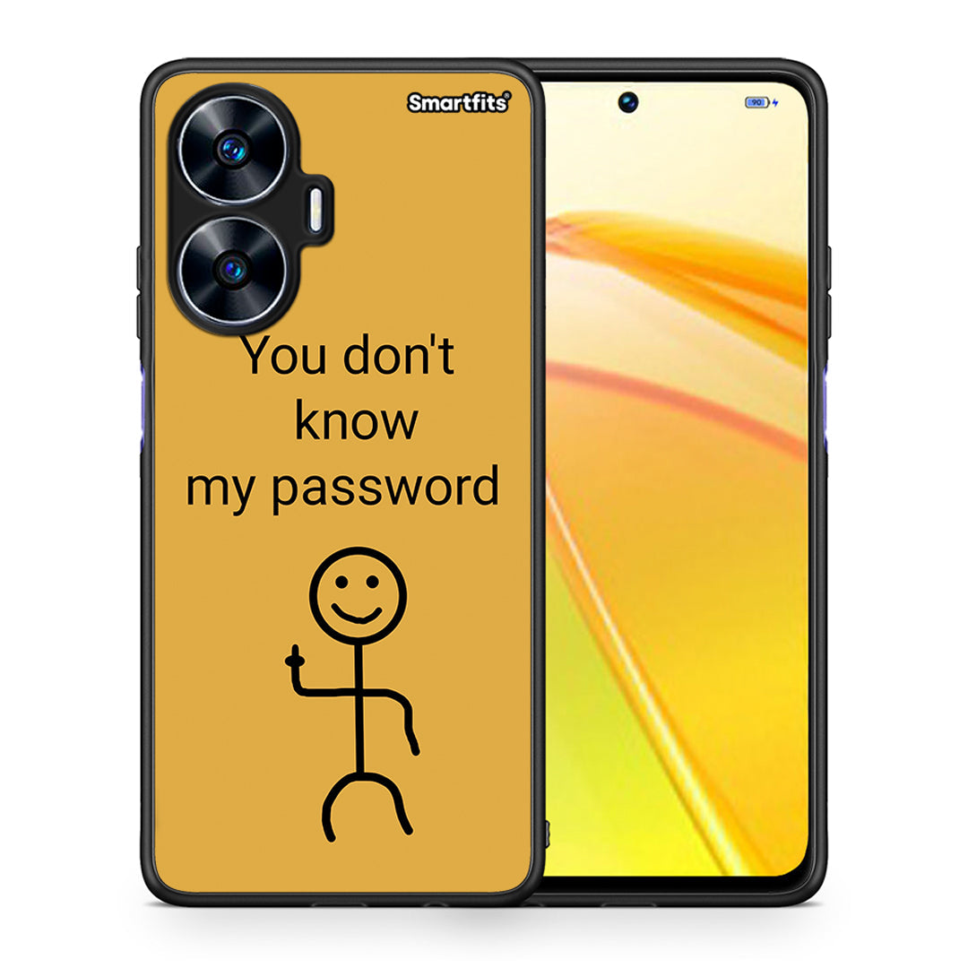 Θήκη Realme C55 Dual My Password από τη Smartfits με σχέδιο στο πίσω μέρος και μαύρο περίβλημα | Realme C55 Dual My Password Case with Colorful Back and Black Bezels