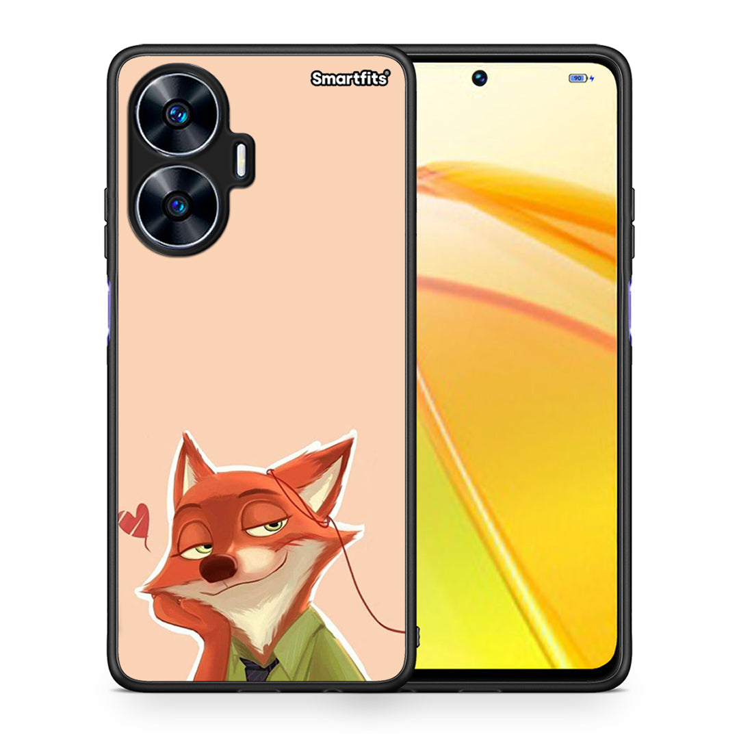 Θήκη Realme C55 Dual Nick Wilde And Judy Hopps Love 1 από τη Smartfits με σχέδιο στο πίσω μέρος και μαύρο περίβλημα | Realme C55 Dual Nick Wilde And Judy Hopps Love 1 Case with Colorful Back and Black Bezels