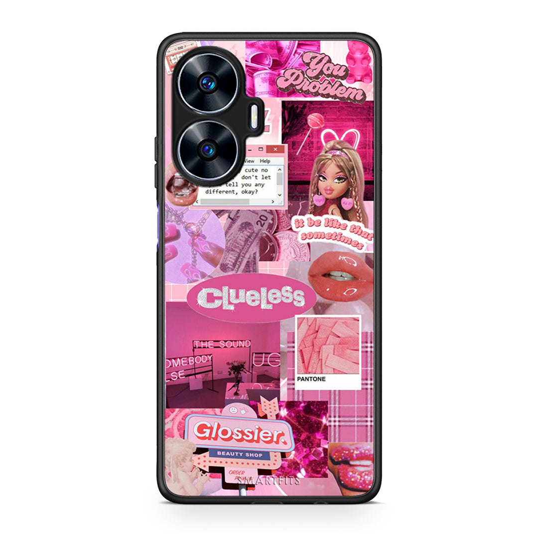 Θήκη Realme C55 Dual Pink Love από τη Smartfits με σχέδιο στο πίσω μέρος και μαύρο περίβλημα | Realme C55 Dual Pink Love Case with Colorful Back and Black Bezels