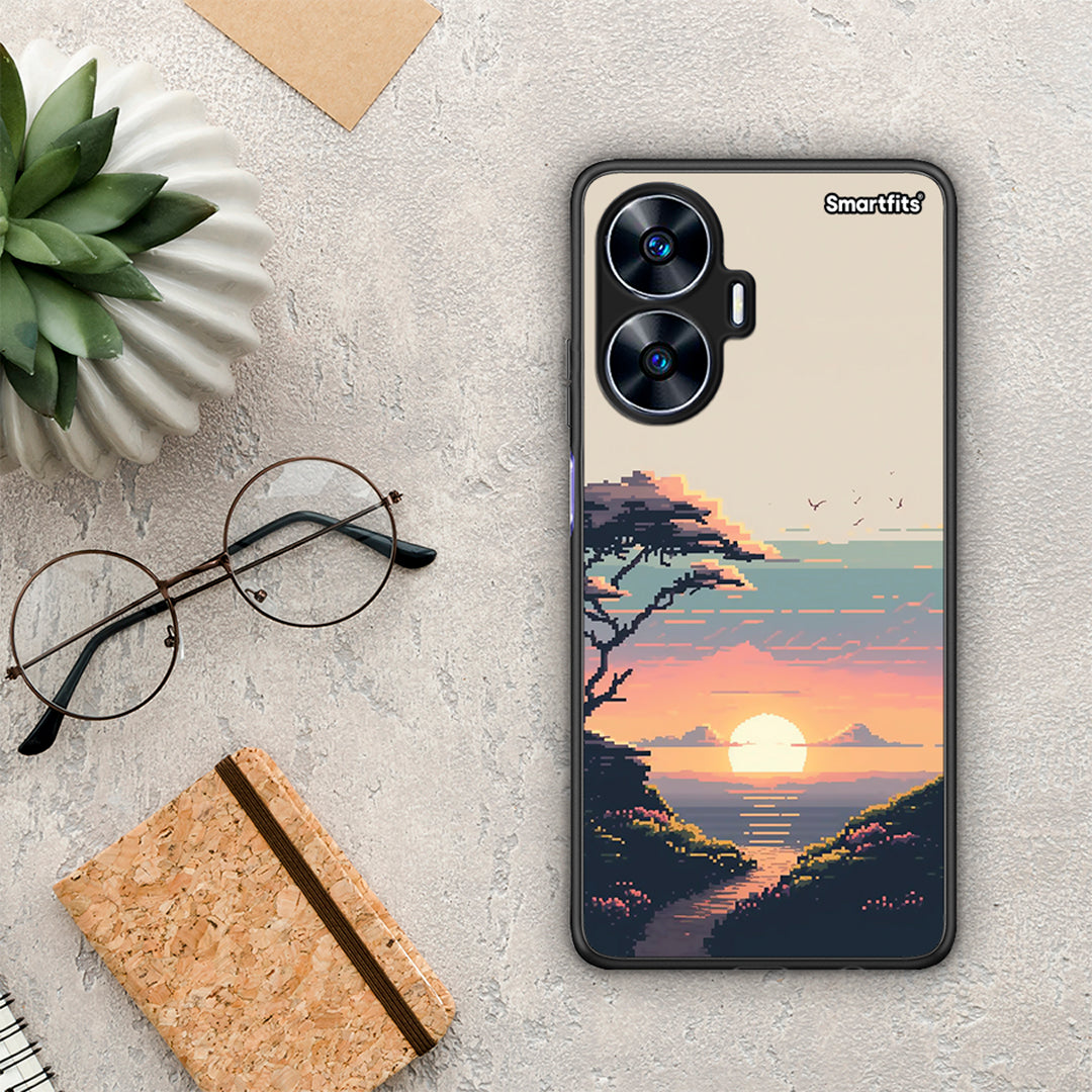 Θήκη Realme C55 Dual Pixel Sunset από τη Smartfits με σχέδιο στο πίσω μέρος και μαύρο περίβλημα | Realme C55 Dual Pixel Sunset Case with Colorful Back and Black Bezels