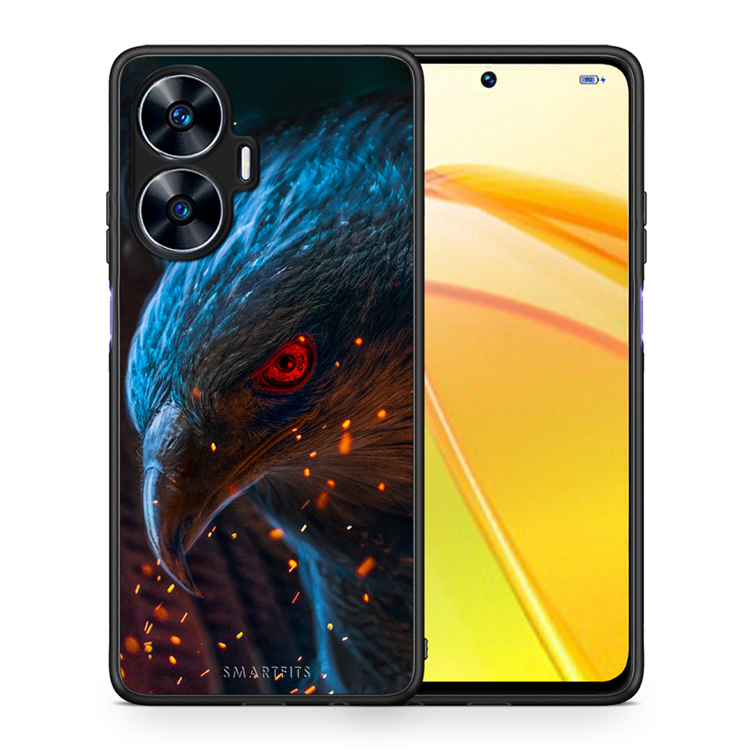 Θήκη Realme C55 Dual PopArt Eagle από τη Smartfits με σχέδιο στο πίσω μέρος και μαύρο περίβλημα | Realme C55 Dual PopArt Eagle Case with Colorful Back and Black Bezels