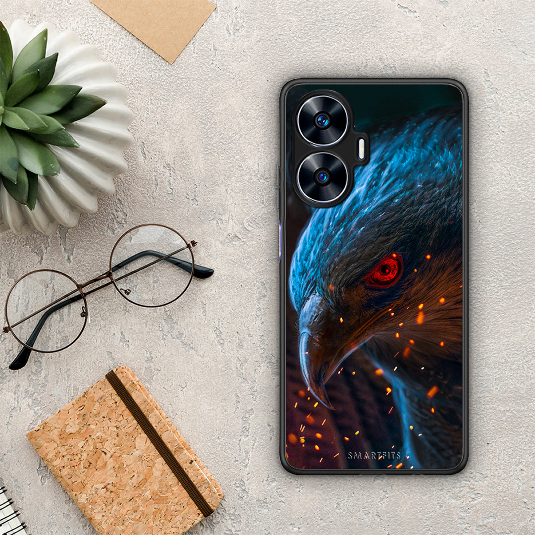 Θήκη Realme C55 Dual PopArt Eagle από τη Smartfits με σχέδιο στο πίσω μέρος και μαύρο περίβλημα | Realme C55 Dual PopArt Eagle Case with Colorful Back and Black Bezels